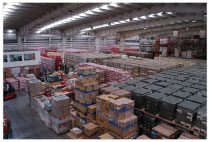 Photo of internal infrastructure with stacking of boxes Photo internal warehouse